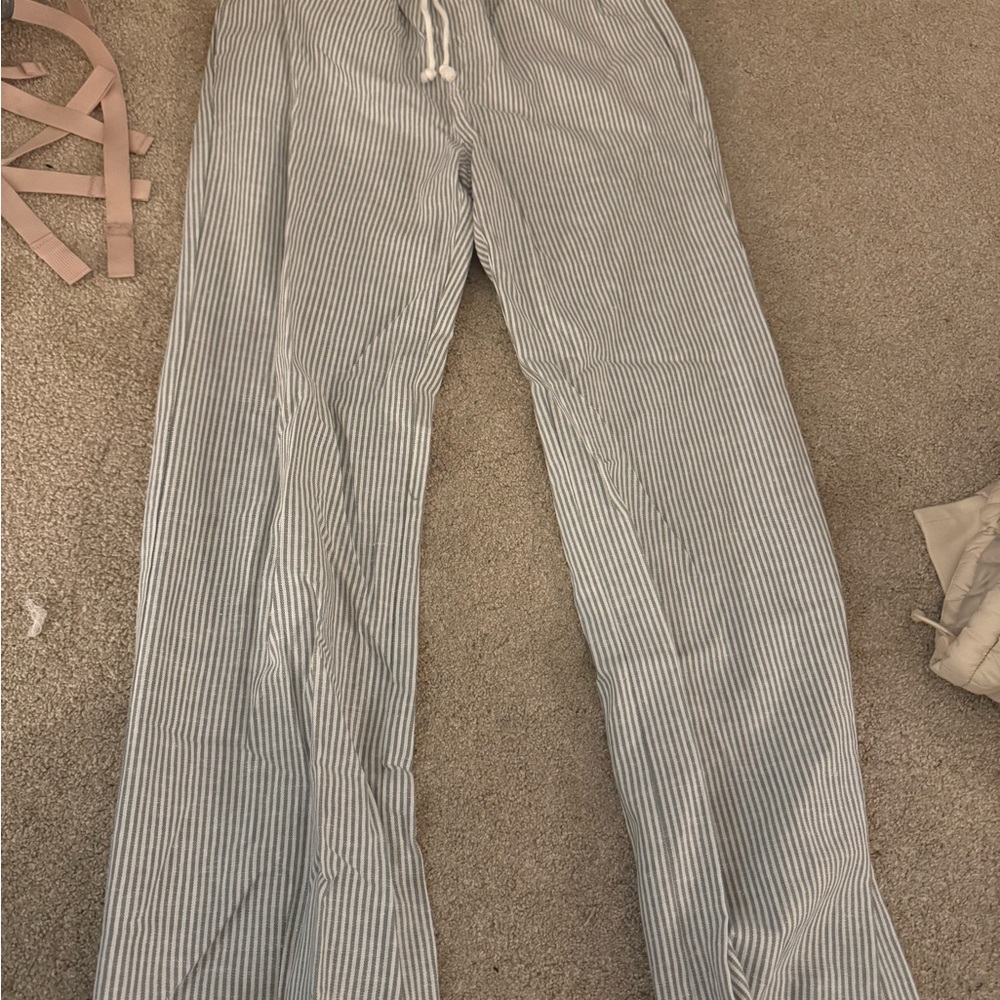 Love Tree Gray Striped Linen Blend Pants